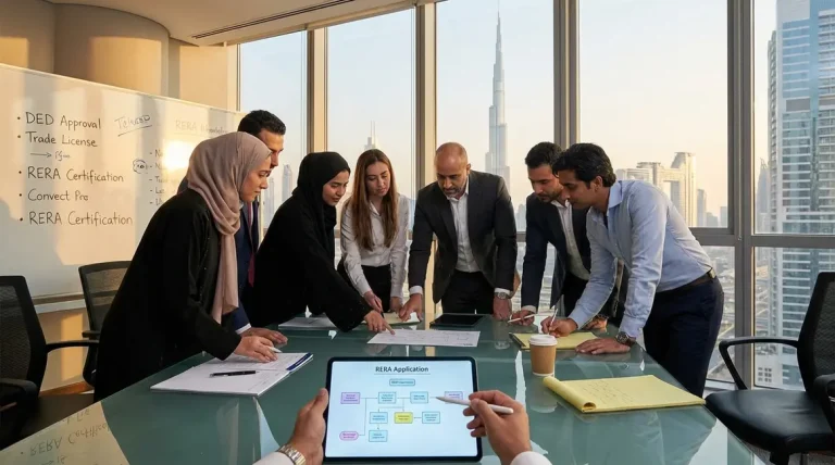 Image illustrating the process of obtaining a Dubai real estate brokerage license