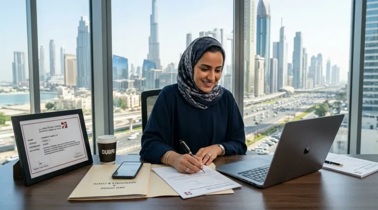 Illustration showing how to add business activity to Dubai trade license along with trade license amendments for name, address, partners, and managers