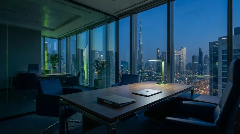Forced unpaid leave UAE concept showing a professional office setting in Dubai
